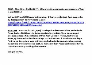 2017 07 05 CAP AGDE-COMMEMORATION DU MASSACRE D ORAN DU 05 07 1962